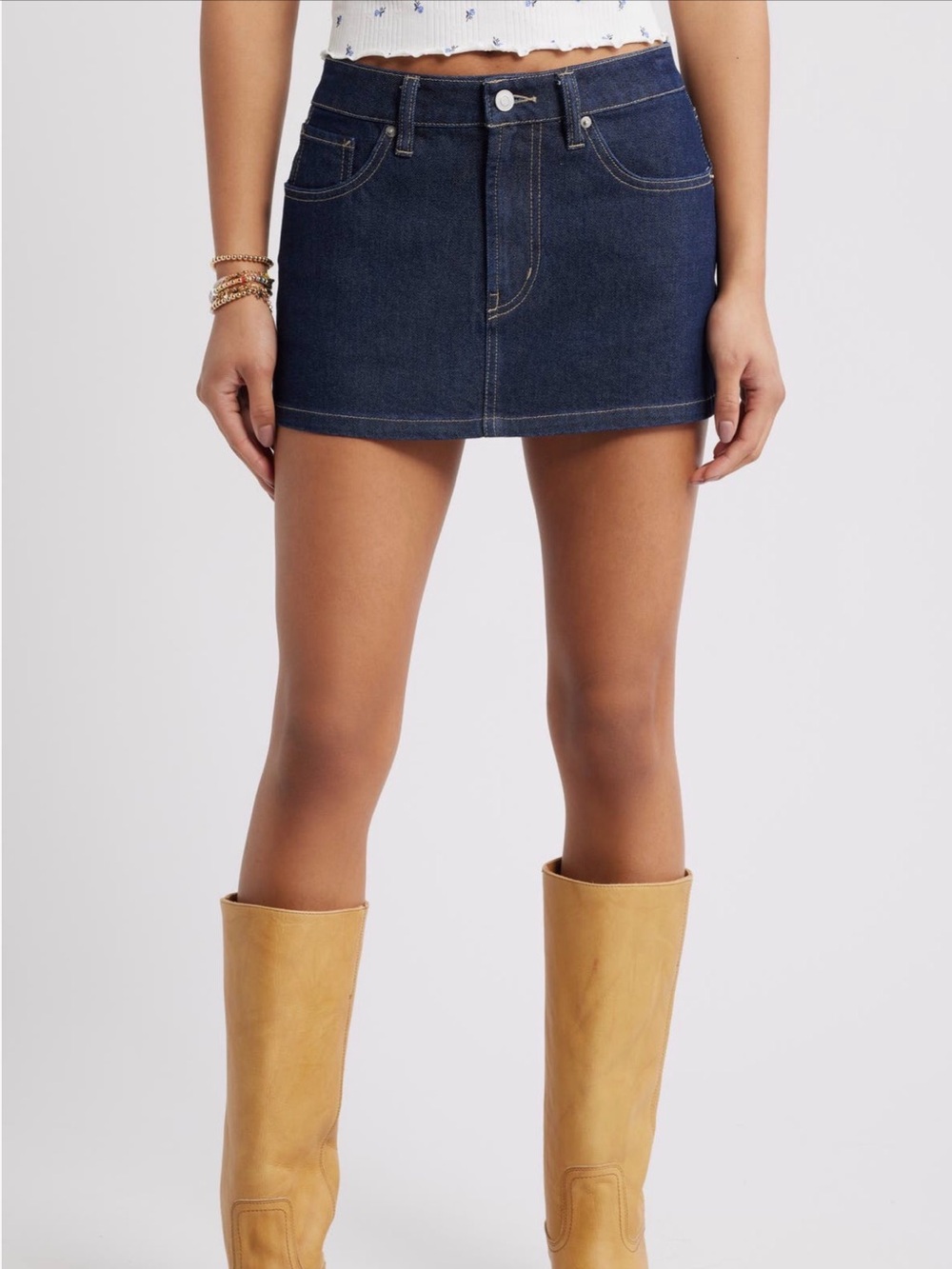 BP. Dark Denim Mini Skirt with Heart Back Pockets